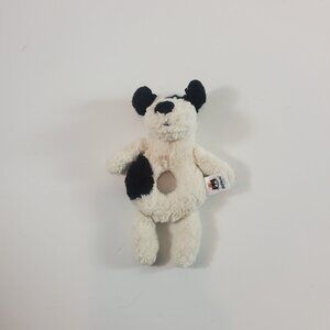 Jellycat Bashful Puppy Dog Ring Rattle Plush Baby Soft Toy Cream White Black